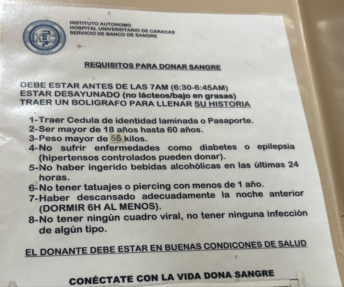 MgCastrom's tweet photo. Estos son los requisitos para donar sangre. Por favor, corran la
voz, que se están necesitando donantes para salvar vidas https://t.co/50tGcCJ3DT
