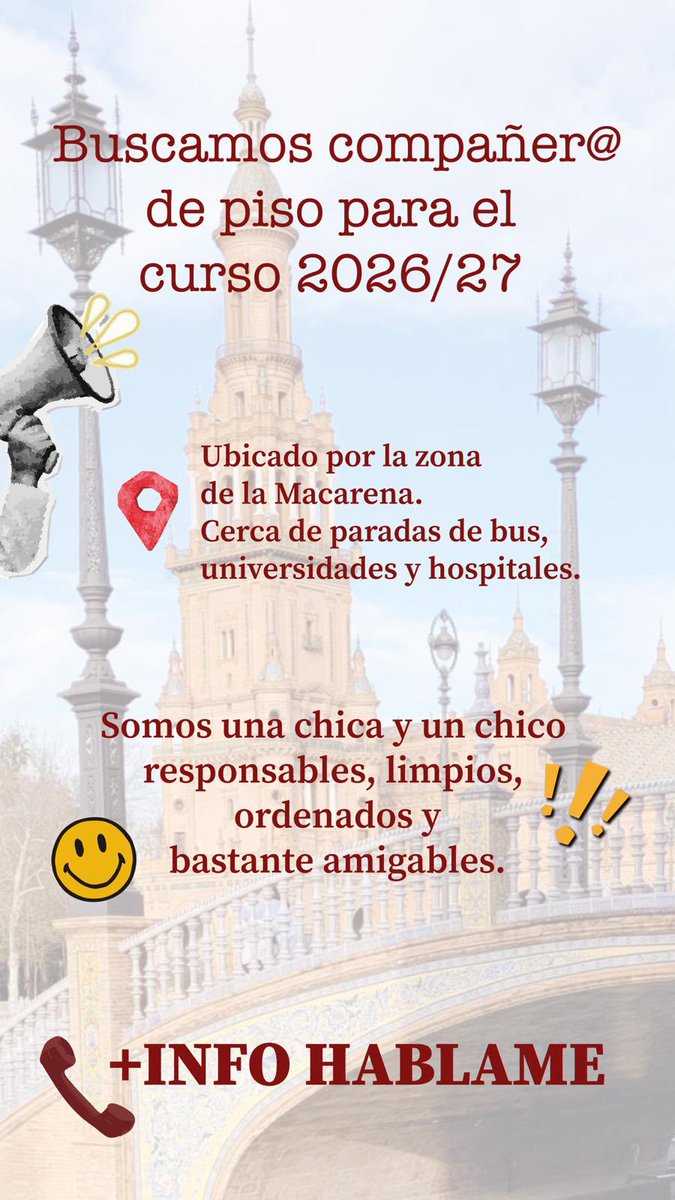 lucciacamacho's tweet photo. #queydondeestudiar #sevilla #compañerodepiso https://t.co/LdNrSgGJqQ