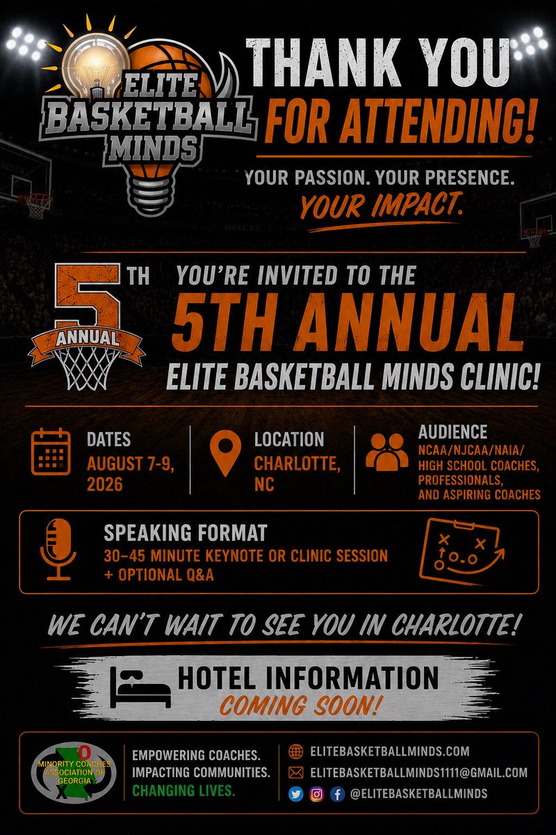 CoachCabralHuff's tweet photo. What an amazing day of learning, networking and growing yesterday at the @MCAOFGA x @EliteBBallMinds Coaching Clinic at North Cobb High School. Coaches including myself
got better. 

Thank you to all the attendees, coaches that presented (Coach Scott Cross 
@CoachScottCross of Georgia Tech Men’s Basketball, Coach Larry Dixon @CoachLD25 of Morehouse Basketball, Coach Jon Cremins @JonCremins & staff of Georgia State Men’s Basketball, Cam Dailey @CoachCamEHB of EHB Peachtree & Coach Ryan Ridder @RyanRidder of Mercer Men’s Basketball), North Cobb Basketball @Northcobbhoops (Coach Marcus Spivey @Coach_spivey23 & staff) and the North Cobb Booster Club @evargo1. Grateful for the MCAofGA for partnering with Elite Basketball Minds to provide opportunities like this which allow us to learn, share ideas, build relationships, and continue raising the standard for our student-athletes because great coaches never stop learning.

Looking forward to what’s next for Elite Basketball Minds in August (7th-9th) for the 5th Annual Clinic/Retreat. Spend a weekend immersed in basketball with some great coaches!
