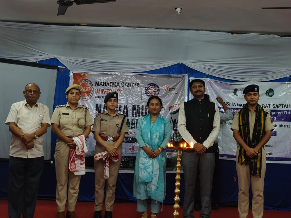 NssMahatma's tweet photo. MGU Meghalaya observed the International Day Against Drug Abuse and Illicit Trafficking with an awareness programme conducted by Byrnihat Police Station. Hon’ble Vice Chancellor, faculty, NSS volunteers and students participated. #SayNoToDrugs #MGUMeghalaya #DrugFreeFuture https://t.co/vjhlTVjuiT