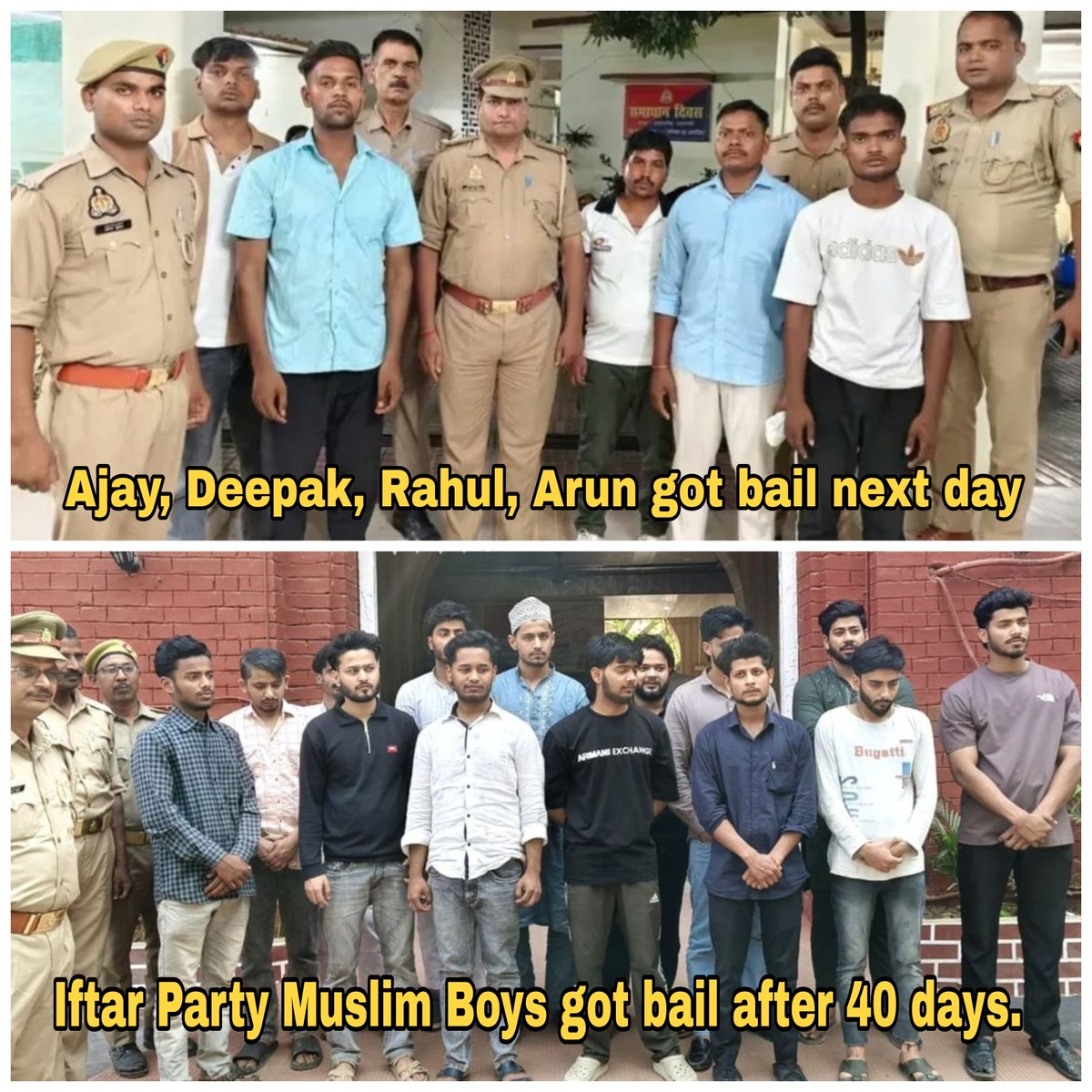 Delhiite_'s tweet photo. Two incidents. Same river. Same allegation. Very different treatment.

One group gets bail the Next Day. Another spends 40 days in jail.

Welcome to "Two Indias"... where justice sometimes seems to depend less on the act and more on who's accused. https://t.co/uCE6k0l6aG
