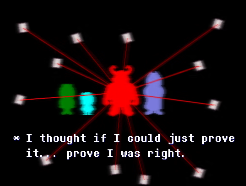 Zirkem's tweet photo. wait wait wait hold the fuck on, does this mean determination changes who you are??? in this scene asgore is characterized as yellow/justice, but once he becomes determined enough it completely overshadows who he used to be. is this why kris is different now? they used to be aqua https://t.co/FNEvgIPfxu