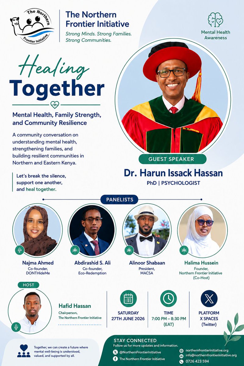 Northern_009's tweet photo. Your mental health matters. Join NORTHERN FRONTIER INITIATIVE this Saturday for an inspiring X Space on building stronger families and resilient communities.
π 7:00 PM (EAT)
#HealingTogether #MentalHealthMatters #NOFI
https://t.co/LBEzJikHI4 https://t.co/frlyapOrBK