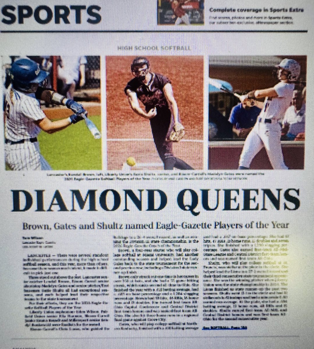 twil2323's tweet photo. Today’s E-G sports page: All-Area Softball Team announced along with Players of the Year, and Coach of the Year. https://t.co/rliCei4FlE