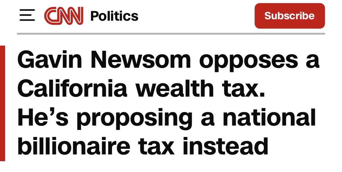 davidsirota's tweet photo. The misdirect here is that @GavinNewsom is opposing a WEALTH tax on billionaires in his own state & insisting he supports a new national INCOME tax on billionaires — but billionaires make money off non-income sources. 

Read his Substack post carefully — he’s talking about income taxes and closing a few loopholes but not a national version of the WEALTH tax on the ballot in California. 

So this is Newsom thinking he can fool everyone and going to bat for billionaire donors who could fund his presidential campaign.