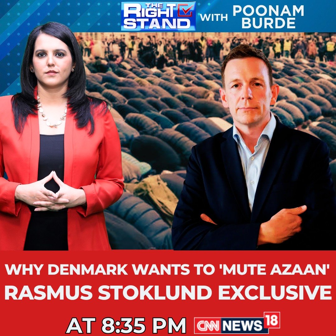 CNNnews18's tweet photo. Why Denmark wants to 'mute Azaan' 

Rasmus Stoklund (@RStoklund) speaks exclusively to @poonam_burde at #TheRightStand on CNN News18 at 8:35 PM https://t.co/yfsy9wse7N