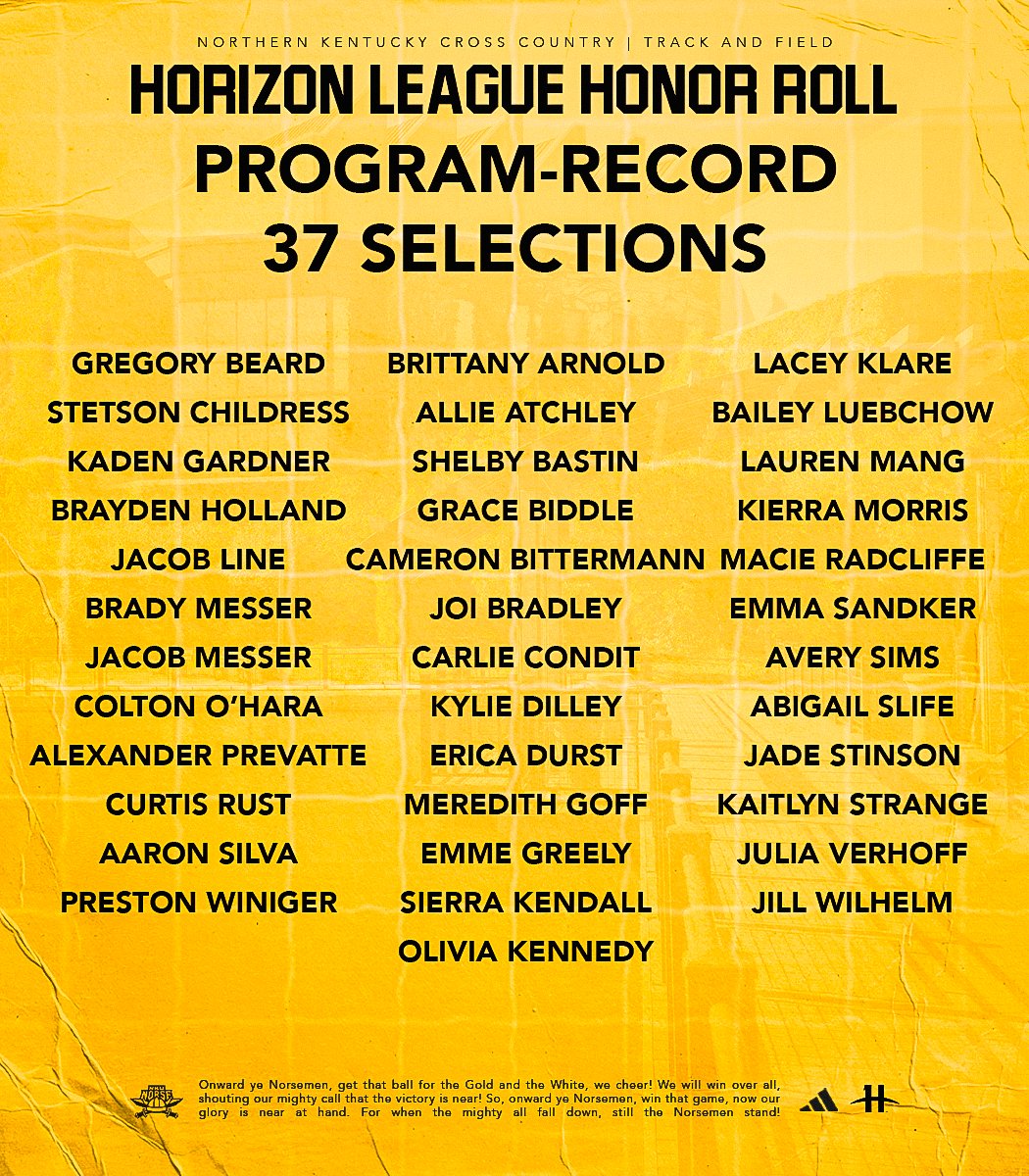 NKUNorseXCTF's tweet photo. Set a new program record with 37 Horizon League Honor Roll selections!

Congrats to our hard-working student-athletes who earned a spot on the Spring 2026 list 👏 https://t.co/VHWQUv2MJh