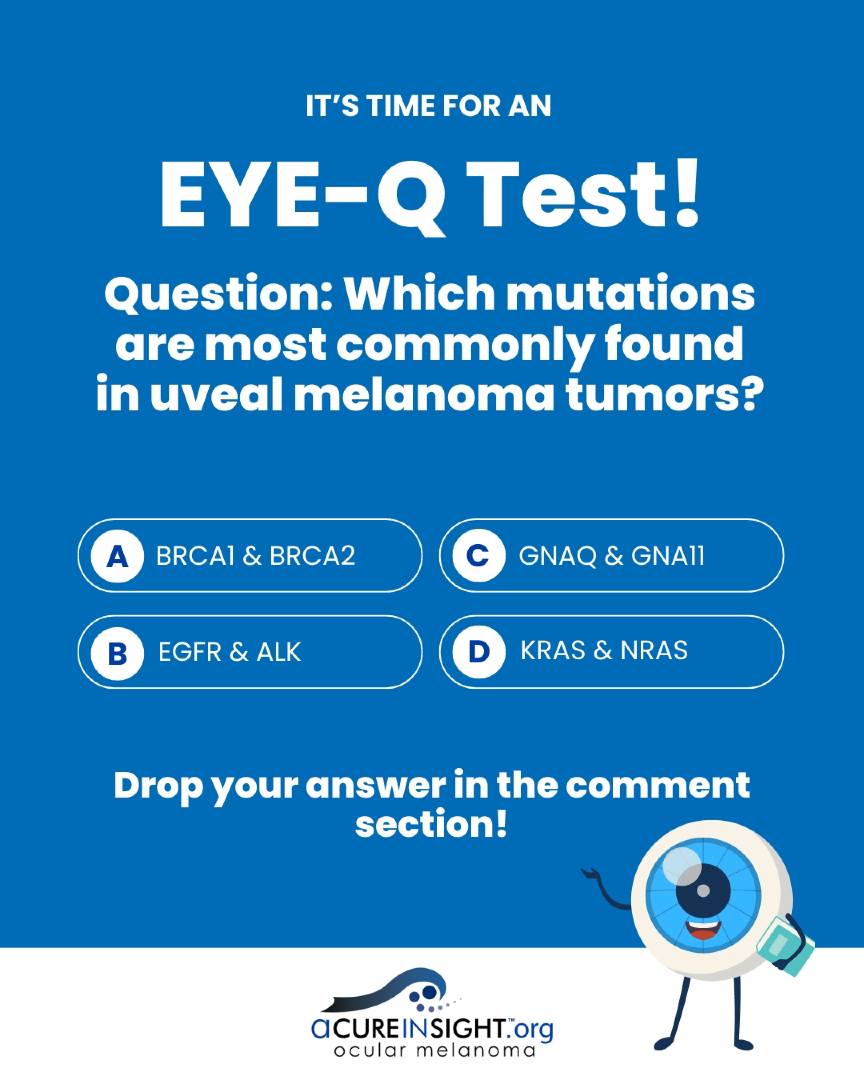 ACureInSight1's tweet photo. ๐ How Well Do You Know OM Genetics? ๐๏ธ
Question: Which mutations are most commonly found in uveal melanoma tumors?
A) BRCA1 & BRCA2
B) EGFR & ALK
C) GNAQ & GNA11
D) KRAS & NRAS
๐ฌ This oneโs tough ๐ Drop your guess!
#ACureInSight #EyeQ #OMScience https://t.co/mQusQyR3EU