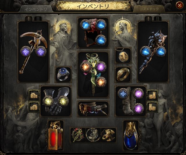Uzel_FF14's tweet photo. 手足装備の更新が終わってアクセのどこかですべての元素耐性+12%と混沌耐性+22%を積めば耐性は確保できるようになったので指輪をとりあえず20神前後のミニオンモッドついたものにした。
結果がゴリラがゴリラになったわけだけど。
足が２穴ノーコラプトにヴァール使ったら当たり引いた感。 https://t.co/PCyVDf6GOX