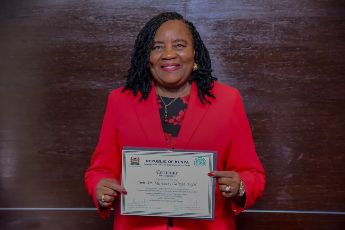 HE_IdaOdinga's tweet photo. Day 2 of induction as Kenya's Ambassador &amp; Permanent Representative to @UNON_Nairobi and @UNEP. In this new chapter I will carry Kenya's voice, values and vision to the world stage. 

For women. For the environment. For justice. https://t.co/wZrEyLsTCs