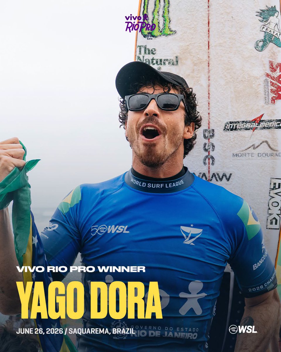 idendeportiva's tweet photo. Yago Dora 🇧🇷 se alzó con su segundo título del VIVO #RioPro en Saquarema 🏄‍♂️

El vigente campeón del mundo arrasó en la jornada final y logró su 4° victoria en su carrera en el CT

Venció a Leonardo Fioravanti con un excelente 8.50 antes de lograr un 6.50 de vuelta https://t.co/eawDxIu2jo