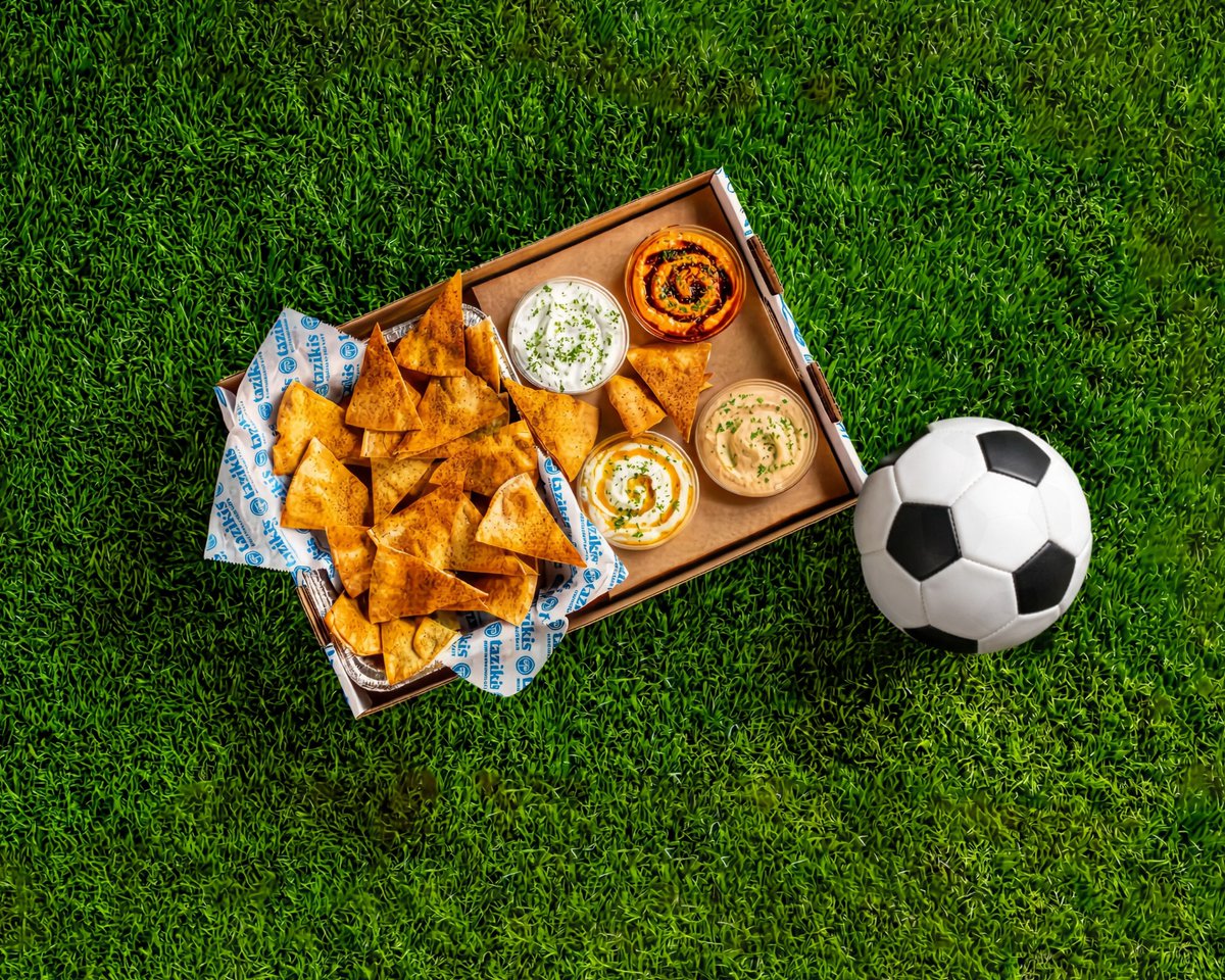 Tazikis's tweet photo. The matches are on. Your kitchen? Off duty. 🌍⚽ Bold, scratch-made Mediterranean catering built for your whole crew. Order catering before the first whistle. 🥙 https://t.co/cBAm91SZn5