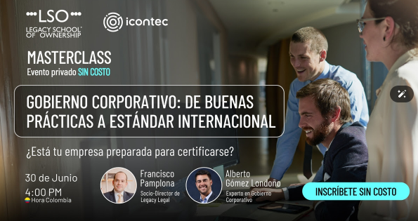 AmChamCol's tweet photo. El Gobierno Corporativo se ha convertido en un estándar internacional para fortalecer la transparencia, generar confianza y facilitar el acceso a capital.📊
Conoce cómo implementar buenas prácticas y el valor de la certificación en esta masterclass gratuita de @ICONTEC y @LegacyNetworkio 
📆 30 de junio 
🕓 4:00 p. m.
💻 Evento virtual
Inscríbete aquí: https://t.co/ILC283cnry