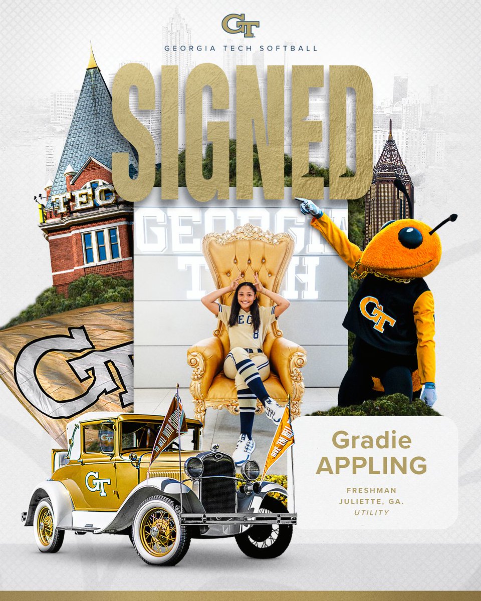 GaTechSoftball's tweet photo. Built for The Flats 🐝✍️

The next chapter starts now!

Help us welcome utility transfer Gradie Appling back home to the Peach State! 

#StingEm https://t.co/azMmaKiBx5