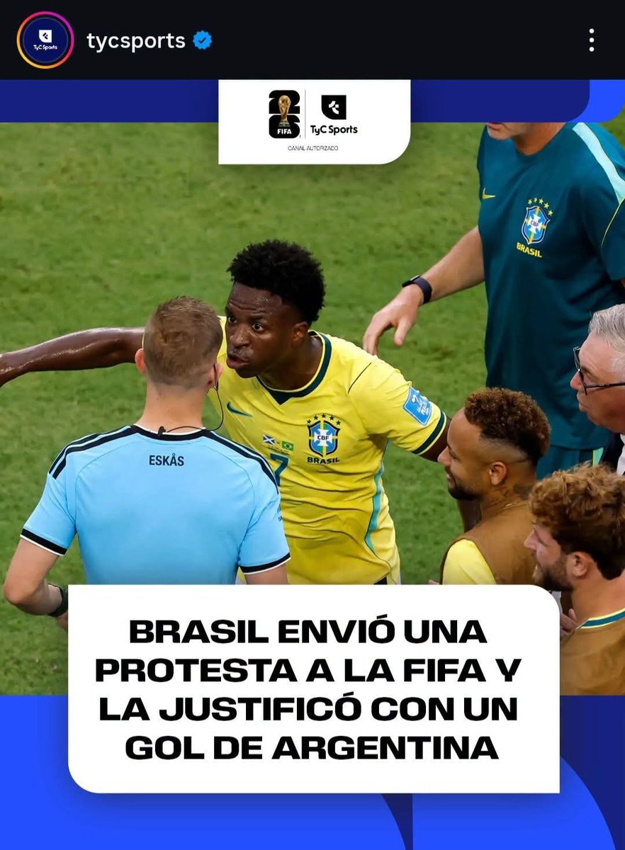 Mundo_MadridCF's tweet photo. La CBF presentó un reclamo ante FIFA por el gol invalidado a Vinicius ante Escocia. Citaron como ejemplo el primer gol de Argentina ante Austria que inició con una recuperación de Mac Allister en la que no se cobró falta. https://t.co/7DkyTCwxCV