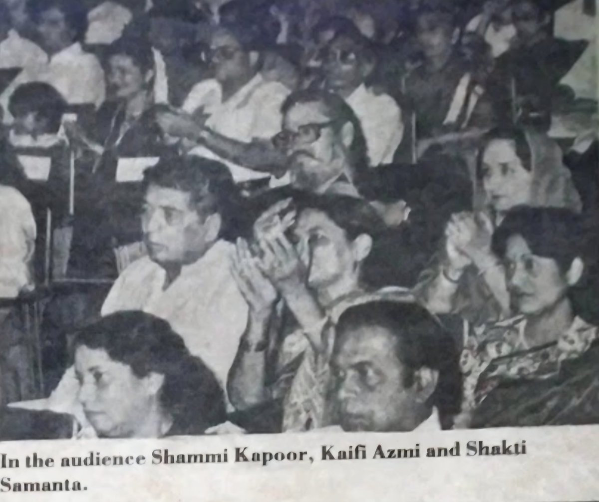 AmitAgrawl's tweet photo. We have a #Rarepicalert, You can see Kaifi Sahab, Shammi Kapoor ji and his wife, Director Shakti Samanta ji here from around mid 80s 🙏. FYI @AzmiShabana @Javedakhtarjadu @MsPoojaDesai @lordfusebox https://t.co/y18tKW0Z1R