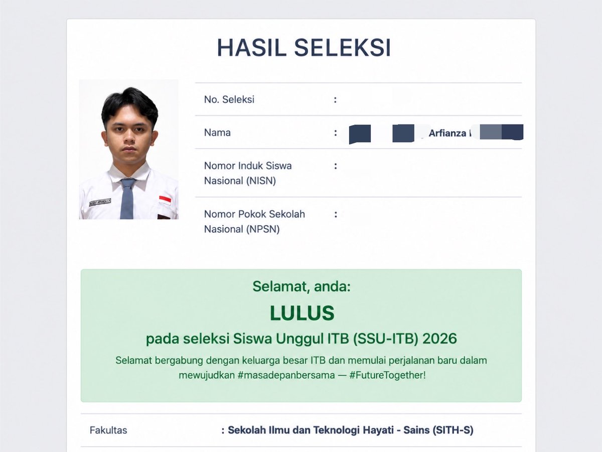 rapi KETERIMA UNPAD IPB UNS ITB tweet media