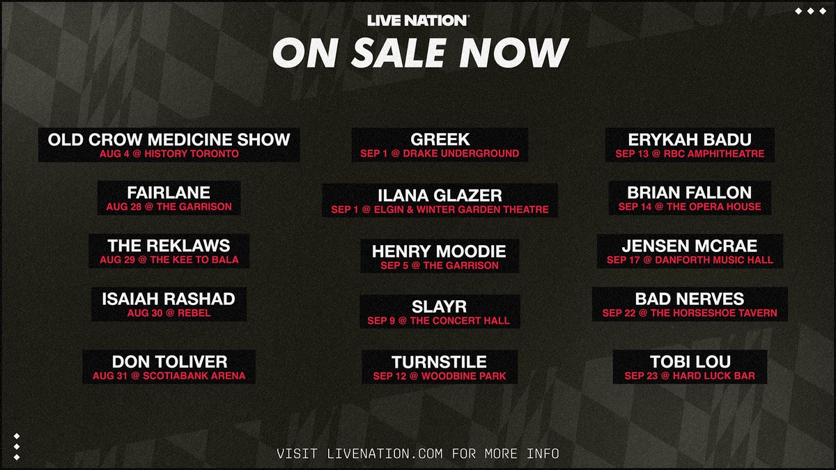 LiveNationON's tweet photo. It's time! Tickets on sale now at https://t.co/NDTd3PMcrB 🎟️ https://t.co/PndcbY85BO