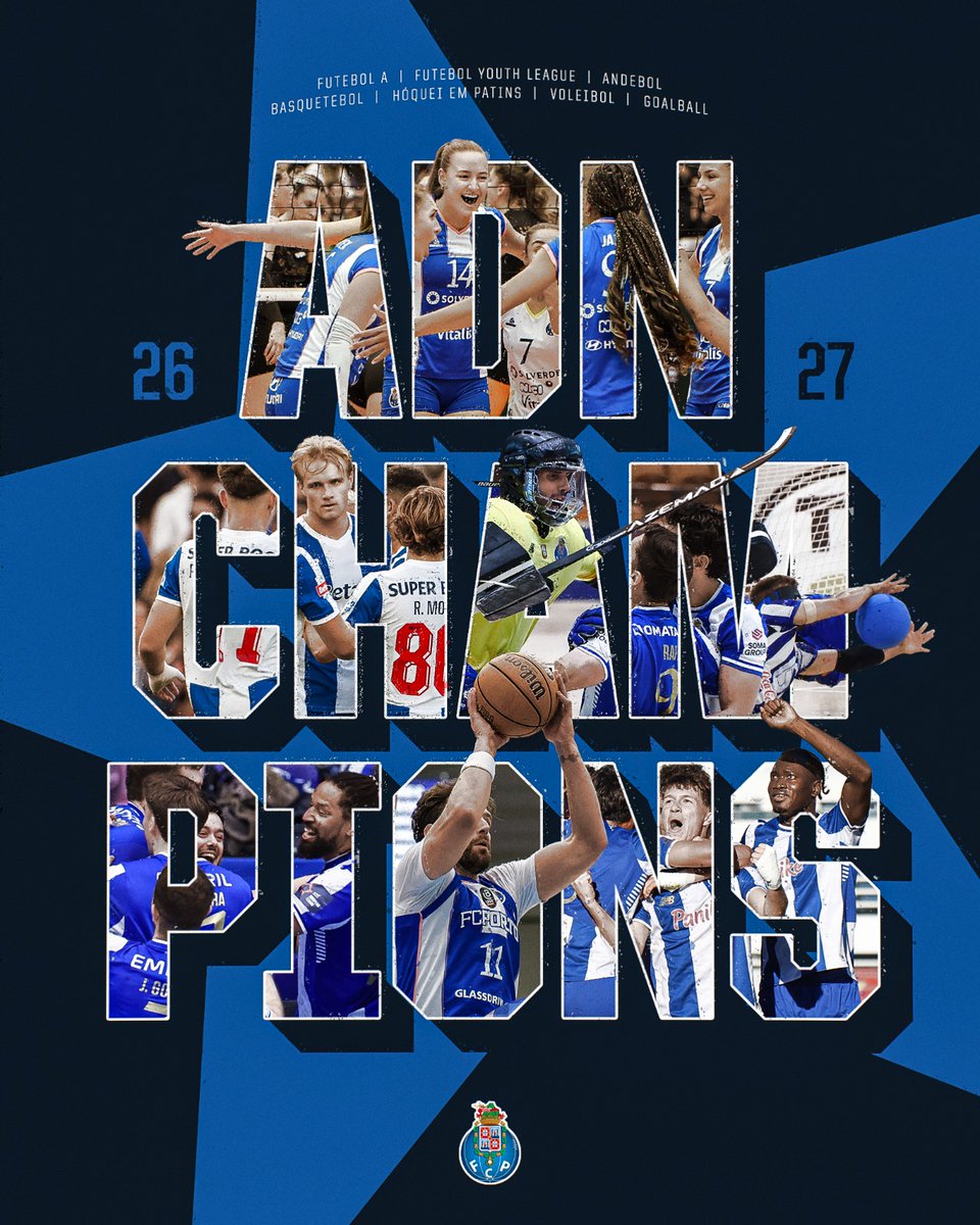 FCPorto's tweet photo. 𝗔𝗗𝗡 𝗖𝗛𝗔𝗠𝗣𝗜𝗢𝗡𝗦 💙

FC Porto vai disputar a Liga dos Campeões de futebol, andebol, basquetebol, hóquei, voleibol e goalball em 2026/27 💪 https://t.co/wcmGKe6oh0