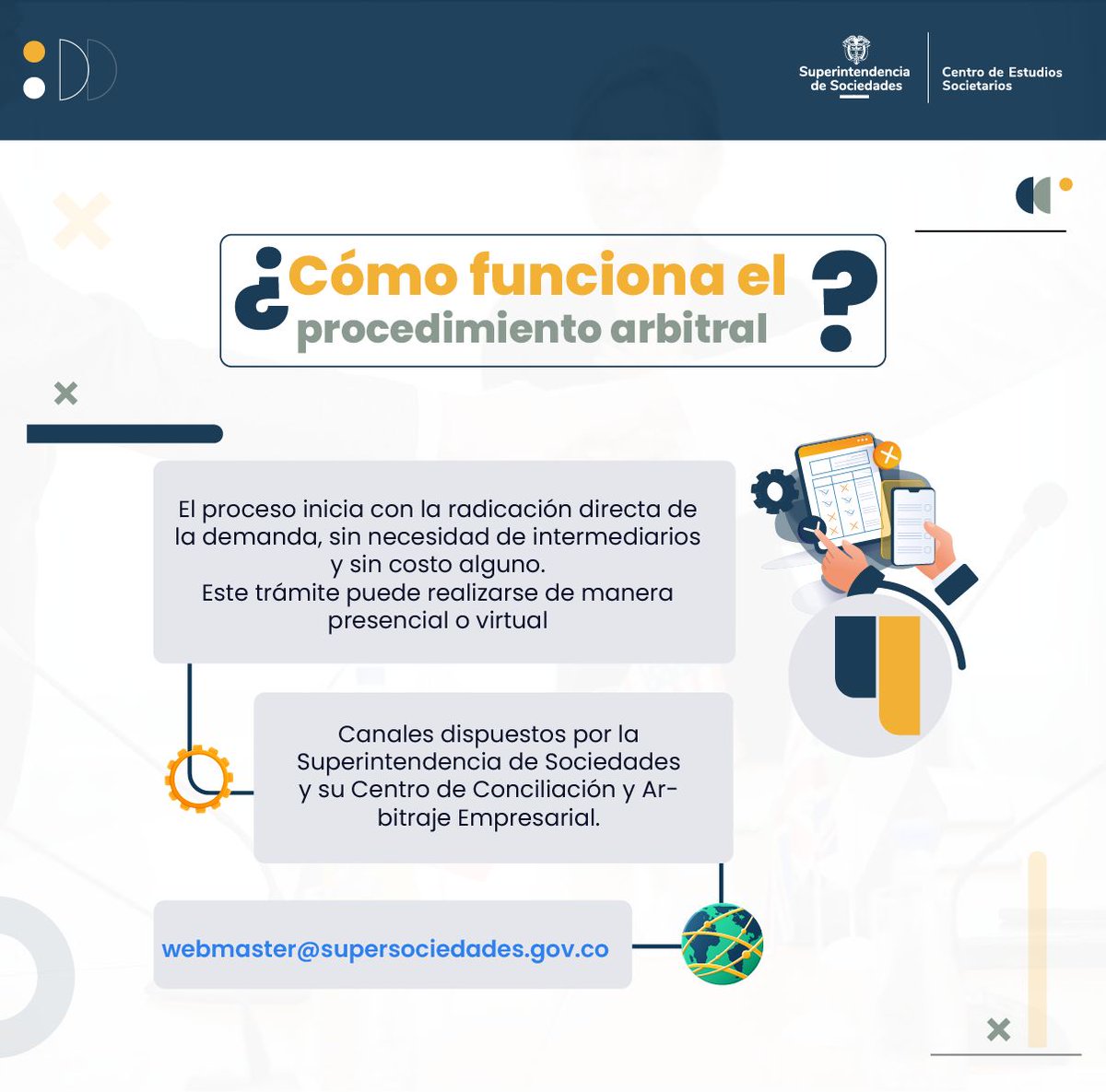 SSociedades's tweet photo. #ArbitrajeNacional ⚖️ | Desde el Centro de Conciliación y Arbitraje de la Superintendencia de Sociedades te compartimos una infografía práctica que explica en detalle cómo funciona el proceso arbitral, sus etapas, ventajas y la normativa.

Infografía: https://t.co/f7v1ocjOZo https://t.co/mMSKgdJEox