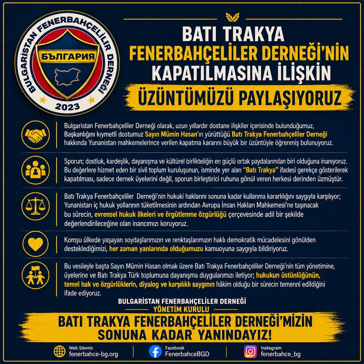 Bulgaristan Fenerbahçeliler Derneği tweet media