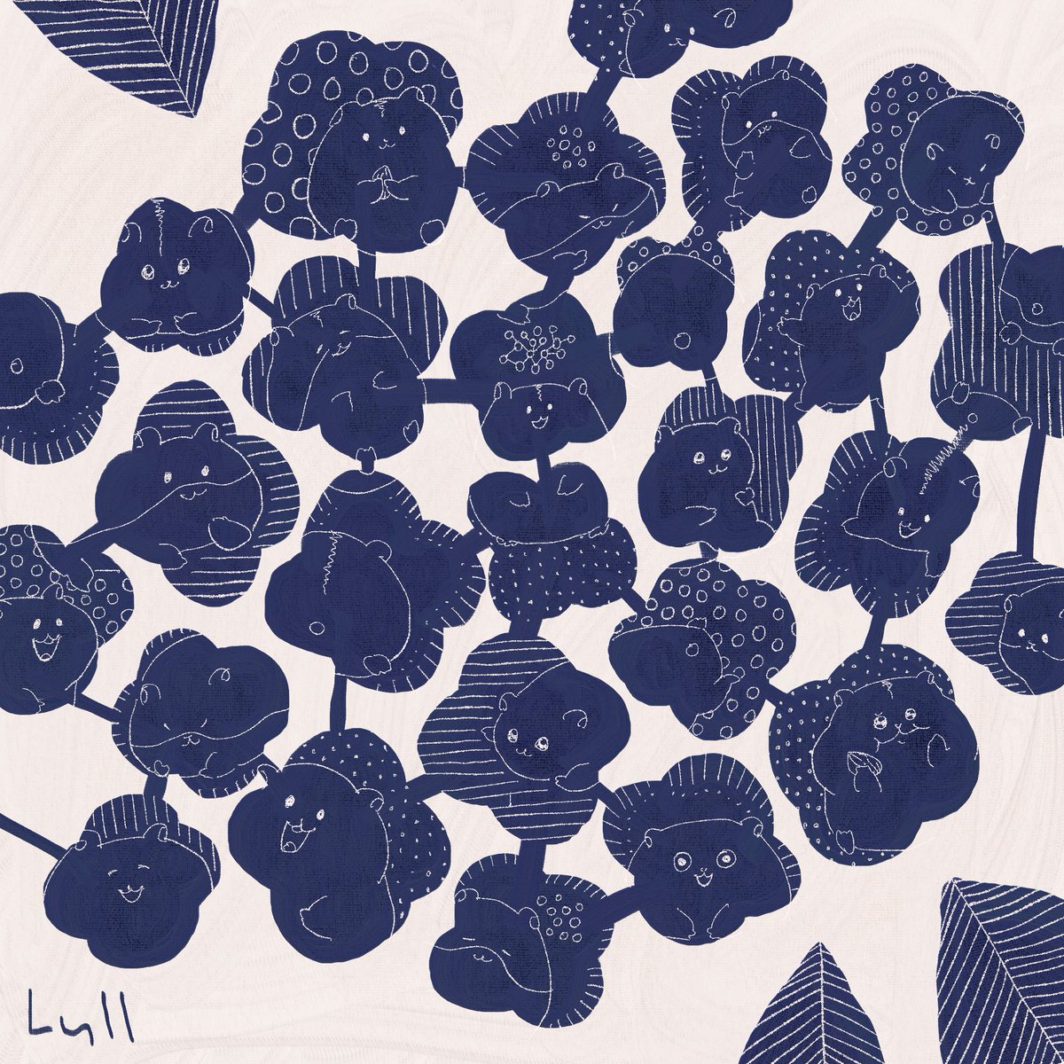 lull2562's tweet photo. 「紫陽花に集まって」
#ハムスター　#イラスト https://t.co/jRn42lbdYr