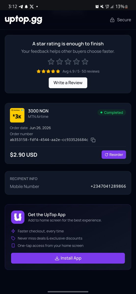 victoryiyeli's tweet photo. I'm in! 🏆 
@uptopgg_
 Matchday drops 10 winners a day, each taking a $25 Apple gift card.

Make your pick 👉

My order ID for today

ab353158-fdf4-4544-aa2e-cc933526684c https://t.co/upOIWnOE0h