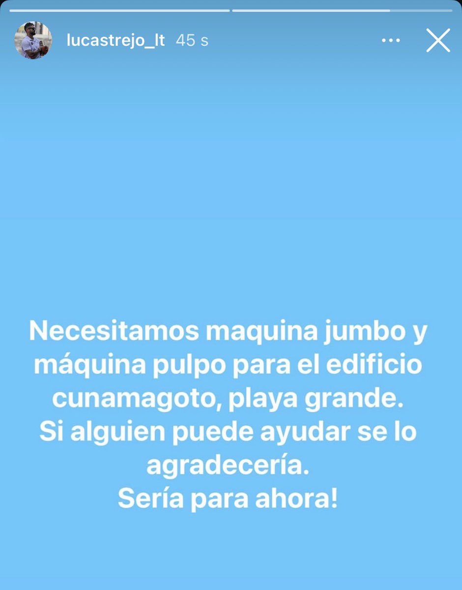 JClaudemg's tweet photo. 🚨Lucas Trejo, jugador de Marítimo, 

Solicita maquinaria jumbo y pulpo para levantar los escombros del edificio Cumanagoto donde su familia sigue atrapada. https://t.co/eNz20FKSlK
