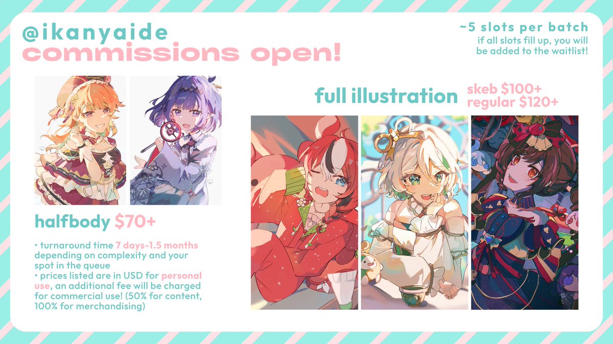 ikanyaide's tweet photo. (RT 💞)

Hello everyone!! My commissions are open for the first time after more than a year, you can find me through VGen/DM/email 🌟 I'm starting with a small batch of 5 slots!  

🔗 and more examples below!! https://t.co/AmzkofcGq3