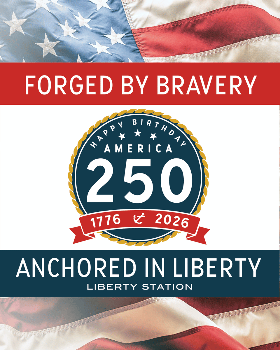 Liberty_Station's tweet photo. Next week, we celebrate freedom at Liberty Station! 🤍❤️💙

Anchored in Freedom: A Community Celebration takes place Friday, July 3, 2026, honoring America’s 250th birthday and the U.S. Navy’s historic connection to Liberty Station—San Diego’s former Naval Training Center. ⚓ https://t.co/XmXB7uG5ou
