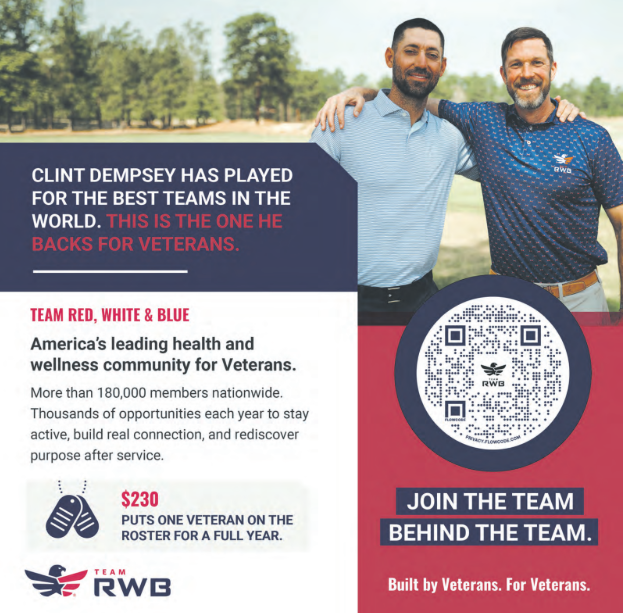 TeamRWB's tweet photo. Honored to be featured in @USATODAY as the FIFA World Cup shines a spotlight on the impact of sport and community.

Thank you, @clint_dempsey, for standing with @ErwinRWB and inspiring others to join Team RWB's mission.

Here's to enriching more Veterans' lives, together. 🦅🔥 🇺🇸

Check it out on page 145:  https://t.co/OYHtPwFfaj