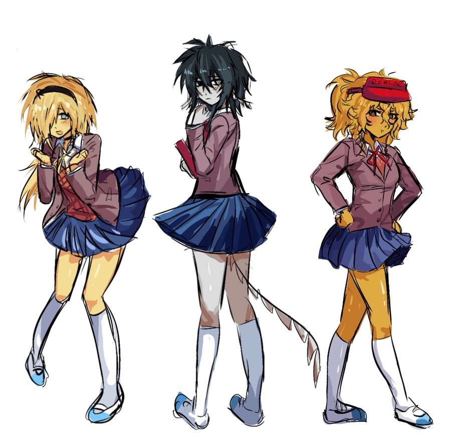 rennever_r's tweet photo. scrapped forsaken characters as the dokis except monika cuz i didnt know who would fit https://t.co/U9yfcXbkZb