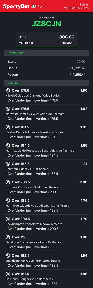 dfwpehlumiiii's tweet photo. Aus 🇦🇺 spreadsheet converted to sportybet⤵️

Main game- VWPHN5

Lowerlines.
9.2kodds- LLXNCS

Only overs.                   Only unders.
808+odds- JZ8CJN  14.3kodds- J9CZ3U

Follow 4 convert of codes 2 ur preferred bookies! 

Retweet 4 larger audience😤🗣️ https://t.co/TQe24QGZOD