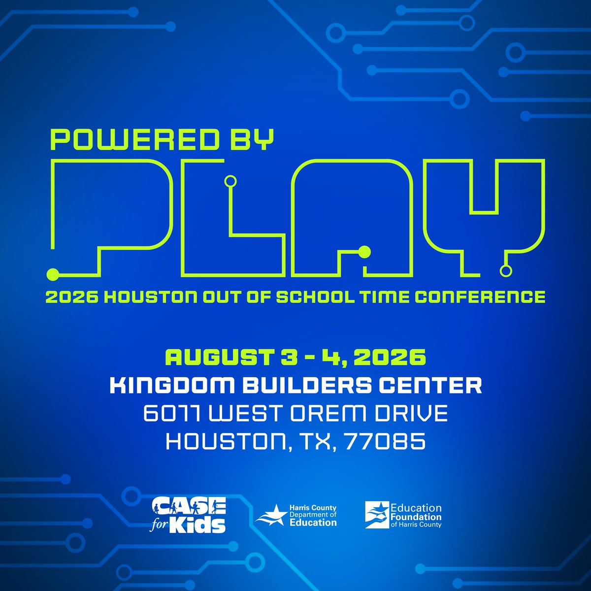 HCDEtx's tweet photo. Reimagine what’s possible through the Power of PLAY! @HCDE_CASE' Out of School Time Conference on Aug. 3-4 offers 50+ interactive workshops, networking opportunities with professionals across Texas and more. Don’t miss your chance, register at https://t.co/r9btF4tQXH. https://t.co/mfOkSDAyGP