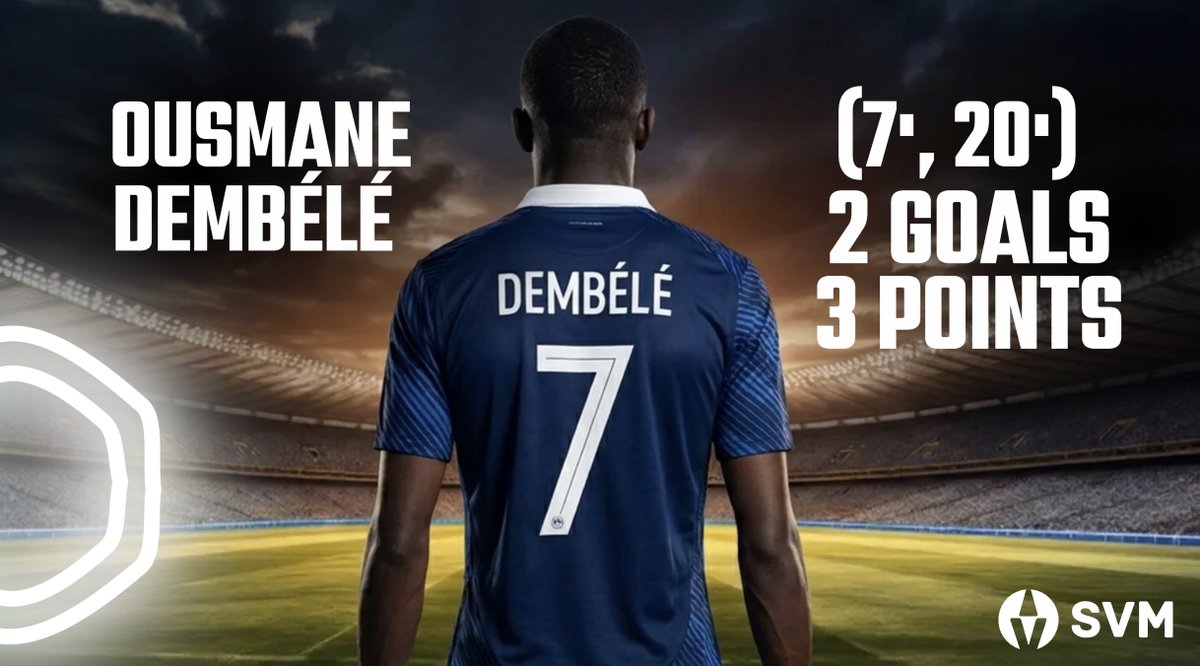 SVMFootball's tweet photo. 🇫🇷 Ousmane Dembélé, take a bow. 🏹

The PSG winger was unplayable against Norway:

⚡ 7' - Opened the scoring with a cannon of a finish after Mbappé picked him out in acres of space

🎯 First World Cup goal - and what a time to get it

🔄 Later added a second (20') to put 
France in full control

France carved Norway open with slick attacking moves, and Dembélé was at the heart of it - thriving out wide where he belongs.

2 goals. 3 points. Group winners. 🇫🇷👏

#NORFRA #WorldCup #SVM #France