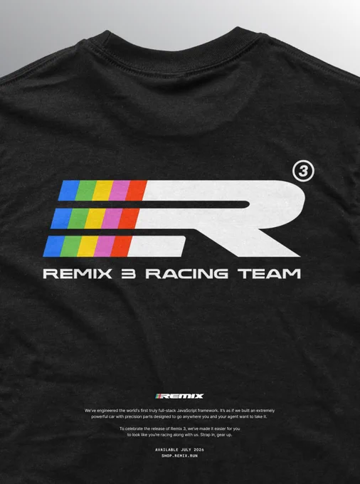Closeup of Remix 3 Racing Team t-shirt