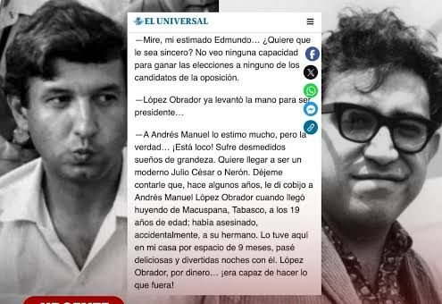 revistacodigo21's tweet photo. Baia, Baia.
En 1999, Edmundo Cázares publicó en el Sol de México entrevista a Carlos Monsiváis con referencias a AMLO.
En 2025 publicó libro alusivo -con párrafos sin censura- y no hubo reclamos.
Conflicto surgió recién volvió a difundir mismo texto en El Universal y se viralizó. https://t.co/To7CB0Osgy
