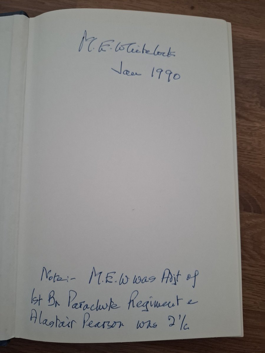 mac657's tweet photo. @MikeHistorian @GPRSociety This is my copy. I'm assuming it was Miles Whitelock who signed the book ?  (And supplied the explanation at the bottom !).
He was wounded in Tunisia alongside James Hill. https://t.co/s3PbEy4Ap7