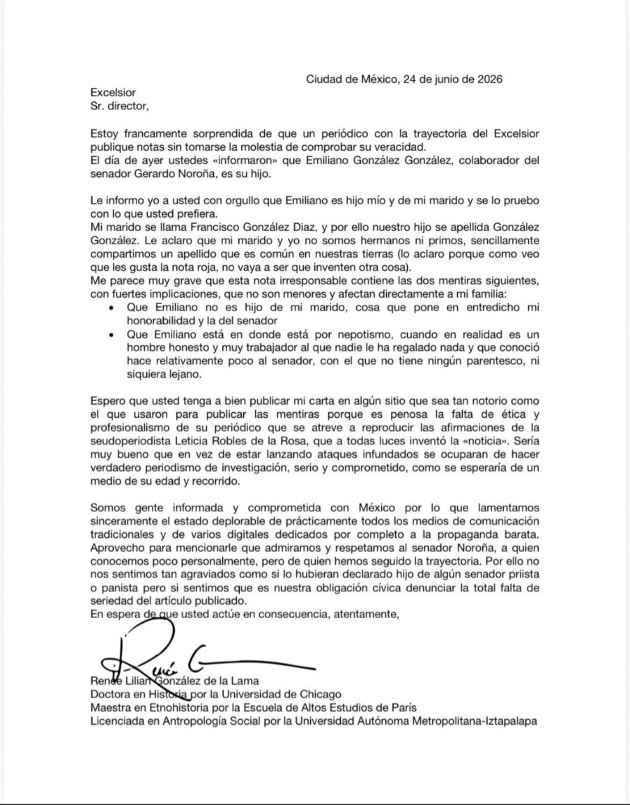 cesargutipri's tweet photo. Tras difundir información falsa de que Gerardo Fernández Noroña tenía un hijo oculto trabajando en el Senado, la periodista Leticia Robles de la Rosa se vio obligada a ofrecer disculpas públicas, asumiendo toda la responsabilidad por el falso parentesco tras el desmentido y las amenazas de demanda.