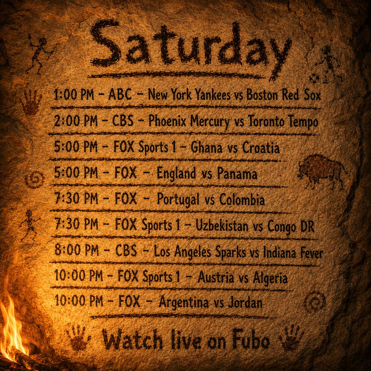 fuboTV's tweet photo. Wake up babe, new cave painting just dropped. How'd they know tho?! https://t.co/nNs7fVYrEm