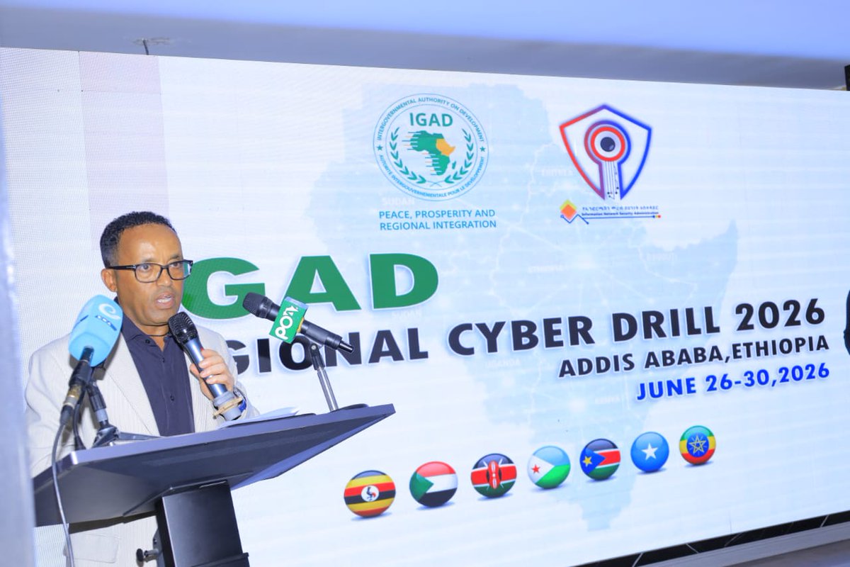 IGADsecretariat's tweet photo. Strengthening Regional Cyber Resilience Through Cooperation

As digital transformation accelerates across Eastern Africa, cybersecurity is essential to protecting critical infrastructure, digital services, and regional connectivity.

Today, IGAD launched the Regional Cybersecurity Exercise (Cyber Drill Program) in Addis Ababa, Ethiopia, bringing together participants from across Member States to strengthen cybersecurity preparedness and regional cooperation.

Over five days, the programme will combine policy dialogue, hands-on technical training, and cyber attacks simulations to enhance incident response, improve coordination, and strengthen information sharing across borders.

Through EARDIP, IGAD continues to support Member States in building a secure, resilient, and trusted digital future.

#EARDIP
#RisingWithIGAD
#OneRegionOneFuture