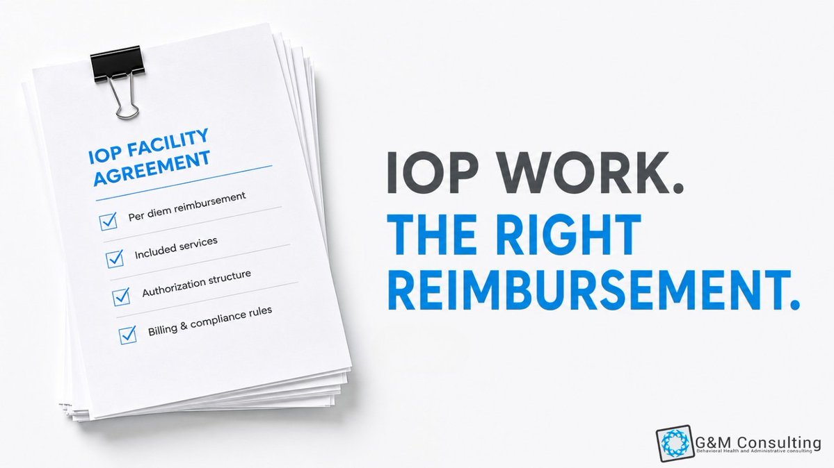 ghrecon's tweet photo. Most IOP programs don’t have a billing issue, they have a contracting issue. Outpatient agreements ≠ IOP. Without a facility agreement, you can bill, but you won’t be paid correctly. IOP work. Group therapy reimbursement. That gap is the problem.

#IOP #ManagedCare https://t.co/RmUyB1SWlE