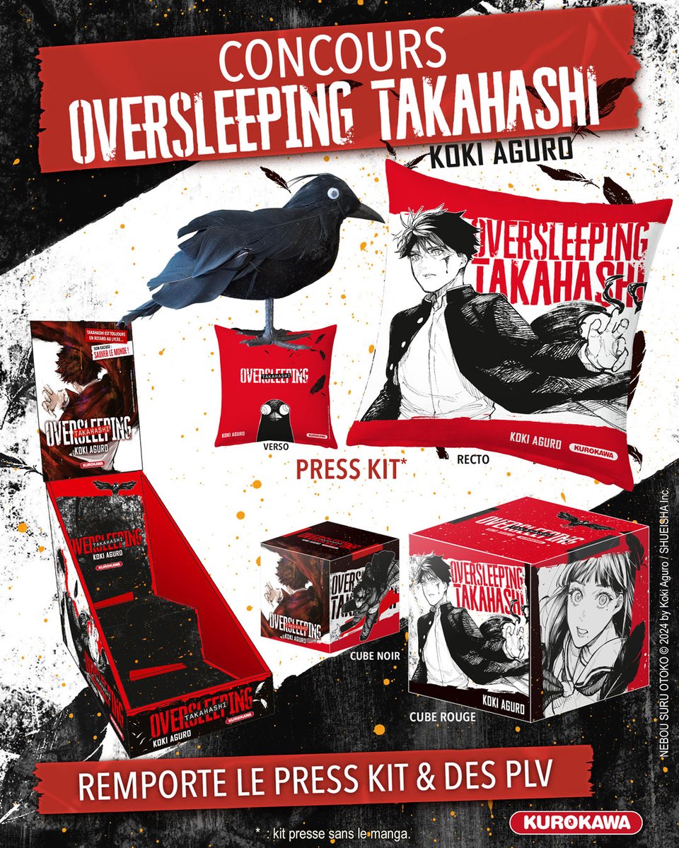 Kurokawa's tweet photo. #CONCOURS 🎁 Pour fêter la sortie d'Oversleeping Takahashi 🐦‍⬛ on vous fait gagner des cadeaux !

⏰ Suis @Kurokawa
⏰ Partage ce post
BONUS : Tague 2 amis fans d'occulte 👻

TAS : 07/07/2026 🗓

⬇️ https://t.co/rr2x6hIooF