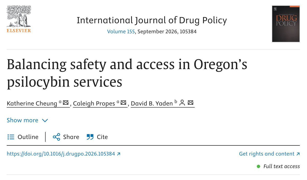 JHPsychedelics's tweet photo. Oregon’s current psilocybin services program offers an important early case study for other regions looking to facilitate access to psychedelics. In a recent paper, CPCR researchers analyzed the first full year of data from the Oregon Health Authority, examining how Oregon’s policy has balanced safety and access to psychedelics outside of clinical settings.

See the full paper here: https://t.co/ItgAT3sQF1