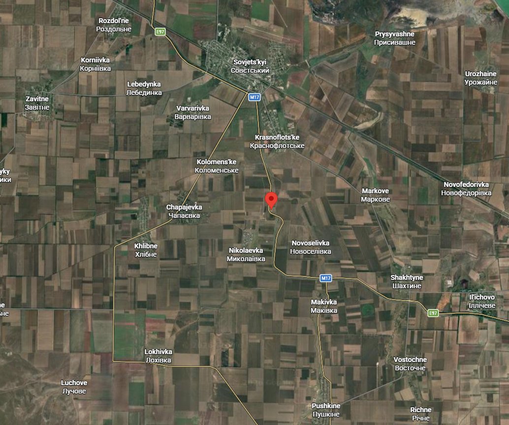 TuiteroMartin's tweet photo. 0:40 a 1:08 sucesión de (4) ataques sobre la subestación eléctrica NS-2, Geoloc 45.282832, 34.944999, junto a la M-17, Mykolaevka, S Sovjets'kyi, Crimea temporalmente ocupada. 1:12 a 1:17 vuelo de comprobación de daños.
@GeoConfirmed @UAControlMap @AndrewPerpetua https://t.co/kO1YAORict