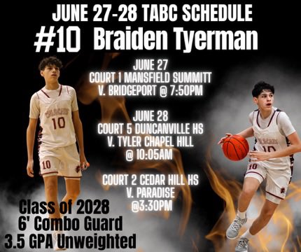 BraidenTyerman's tweet photo. Tabc schedule! https://t.co/SnPwXbin4E