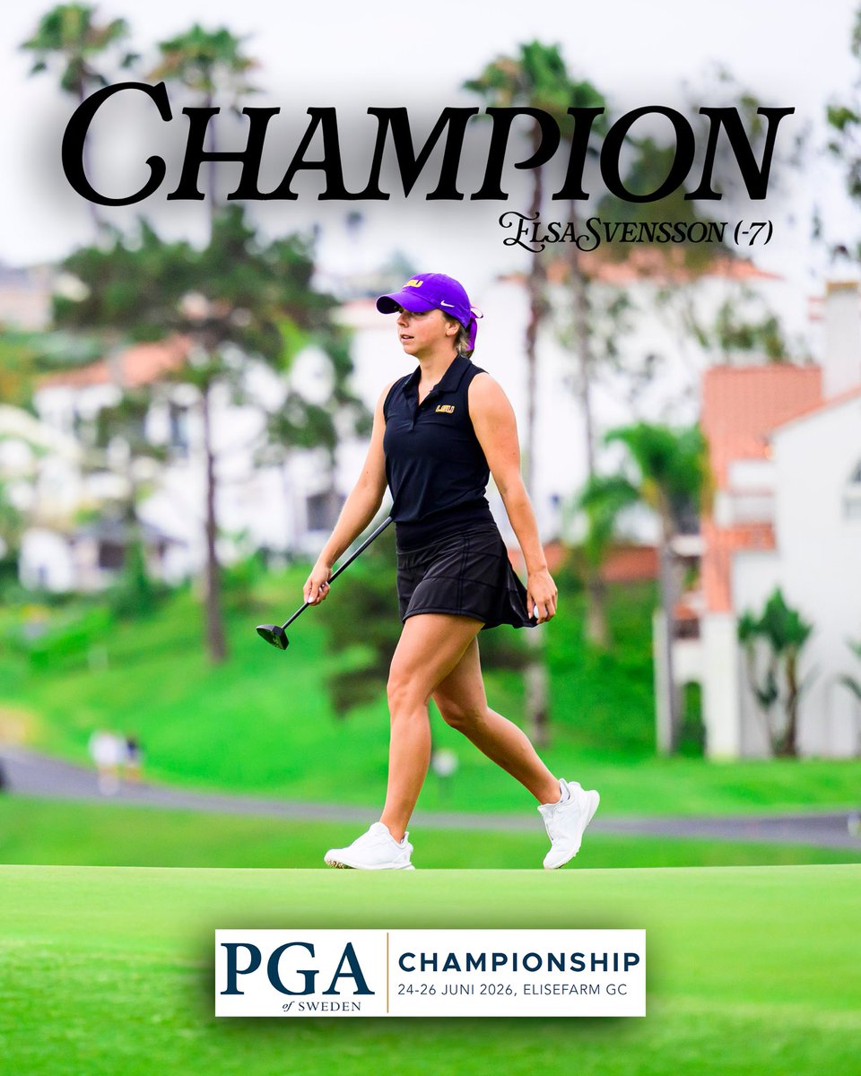 LSUWomensGolf's tweet photo. One month in with her first pro win 🤩🏆

Elsa, you amaze us 🥹 https://t.co/oQpMu32F6h