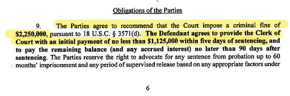 Techno_Fog's tweet photo. John Bolton's guilty plea to retention of national defense information includes the parties' agreement that they will recommend a fine of $2,250,000

They also agree the offense carries up to 60 months in prison - though imprisonment is unlikely.

Sentencing is in October 2026. https://t.co/EF9JioNuO9