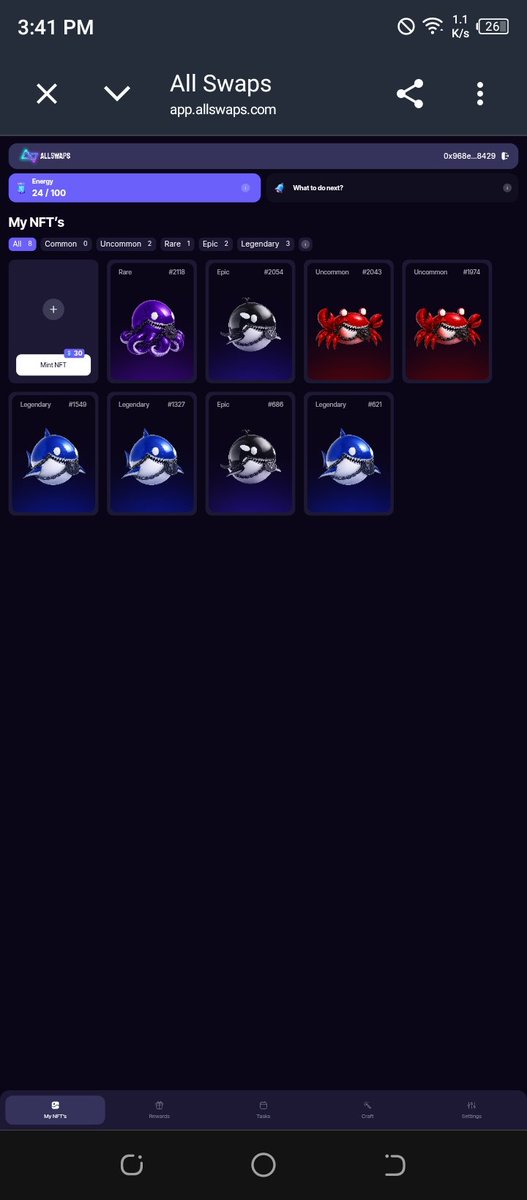 usmanu324's tweet photo. @allswapscom Wallet Address: 0x968e3f6ceef392e0cdfd36816919a6f21c618429
Current Holdings:  
3 Legendary
2 Epic
1 Rare
2 Uncommon
T= 8 NFTs
I’m aiming to craft and own 100+ Legendary NFTs and build a very big collection.Allswaps family, we are just getting started! Let’s grow together https://t.co/QeVW0w1fWZ