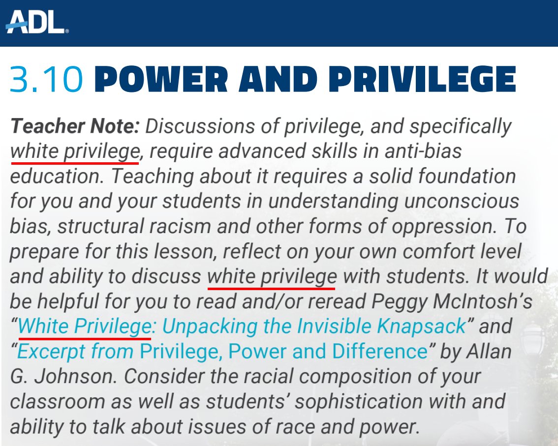 TooWhiteToTweet's tweet photo. The ADL literally provides anti-White hate material - lessons on 'Whiteness,' 'White Privilege,' etc - to school districts across the US. They're a Jewish NGO that paints targets on the backs of White students and makes them objects of hate.

They train teachers and students - not to mention federal agents, local police, prosecutors, and judges - to embrace anti-Whiteism.

It's genuinely insane how much power and influence this vile organization has. Every human should be trained to reject the ADL.